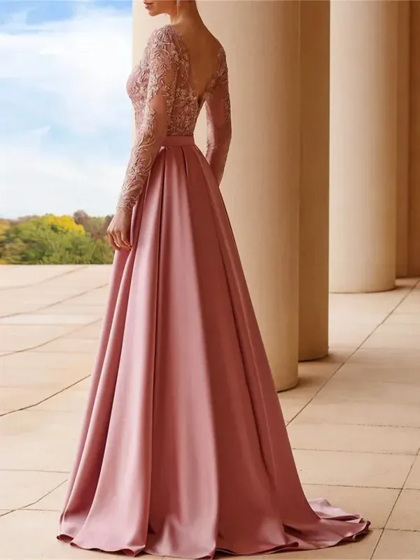 Women's Solid Color Embroidery Prom Dress