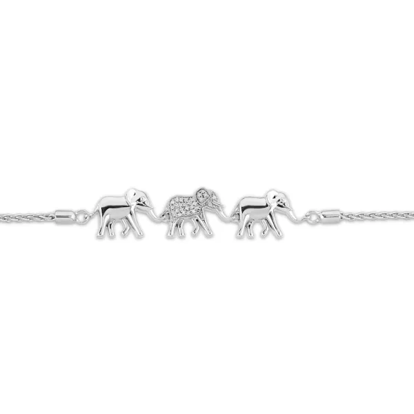 Disney Treasures The Lion King Diamond Elephant Bolo Bracelet 1/20 ct tw Sterling Silver 9.5