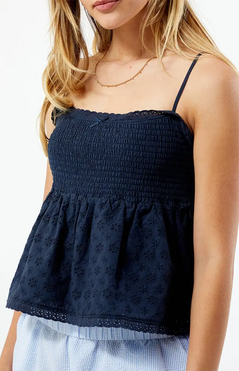 LA Hearts Ruched Bow Tie Babydoll Top