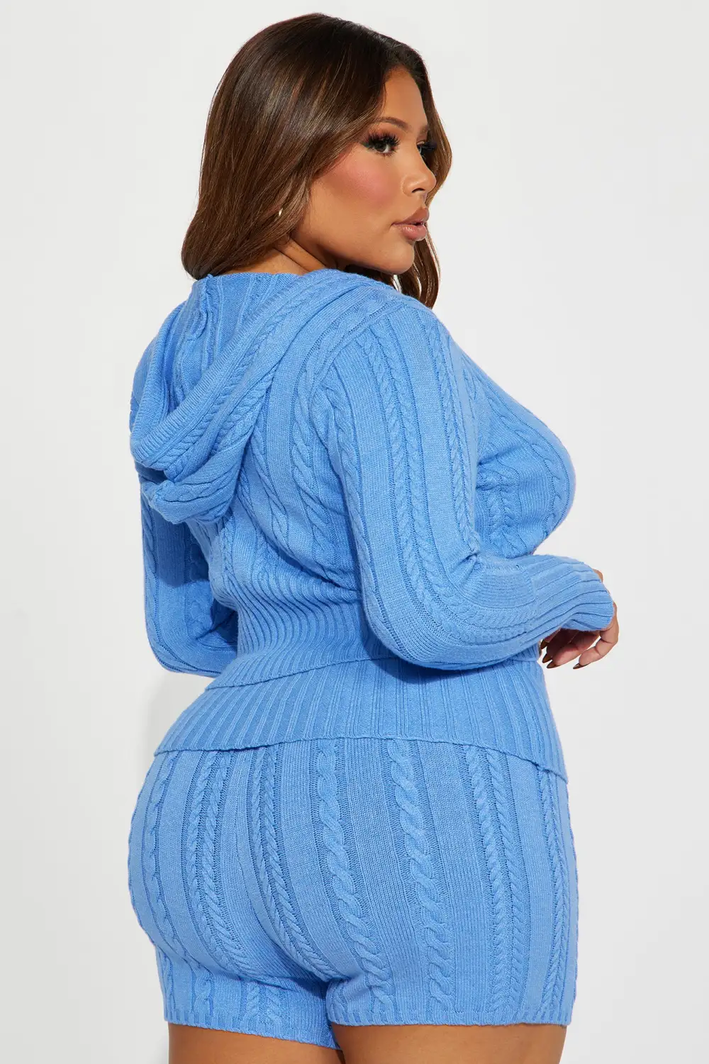 Soft Energy Sweater Short Set - Blue