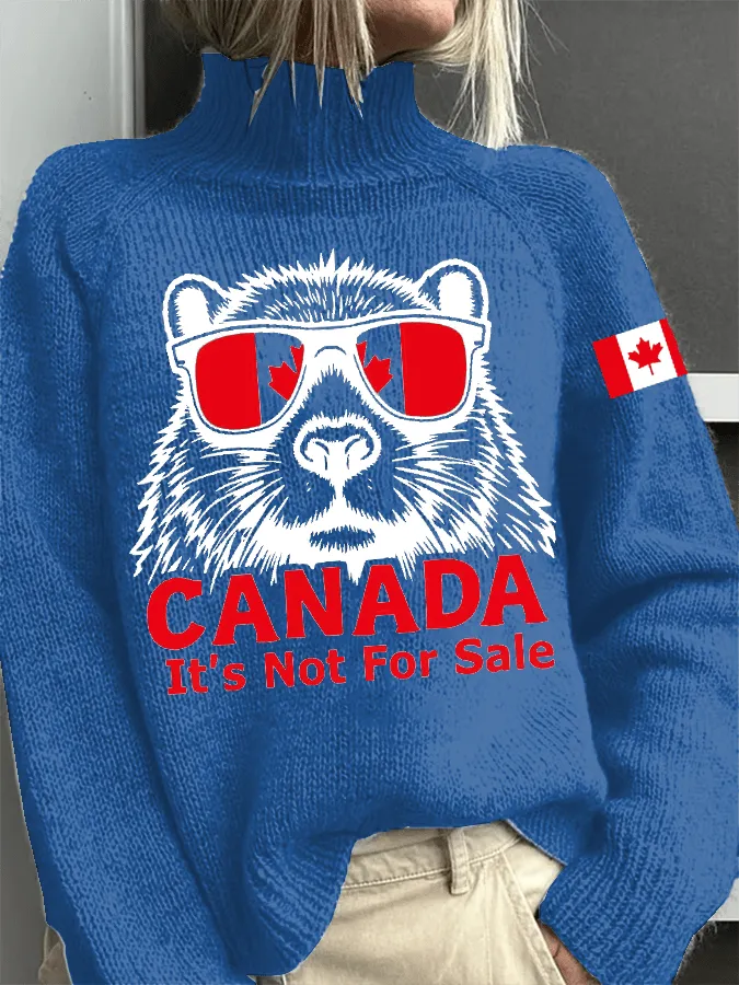 Women's  Canada is Not for Sale Print Turtleneck Sweater