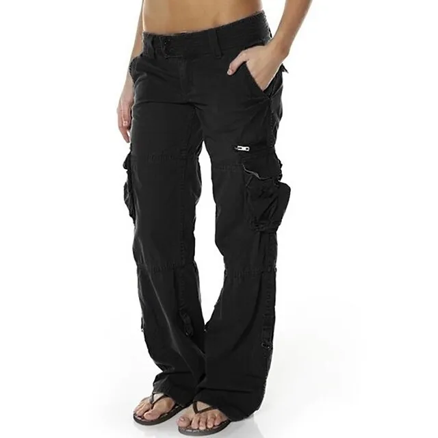 Women's Cargo Pants Tactical Cargo Pants Trousers Full Length Cotton Blend Pocket Baggy Low Waist Chic & Modern Casual / Sporty Sports Weekend Black Pink S M Summer Spring &  Fall