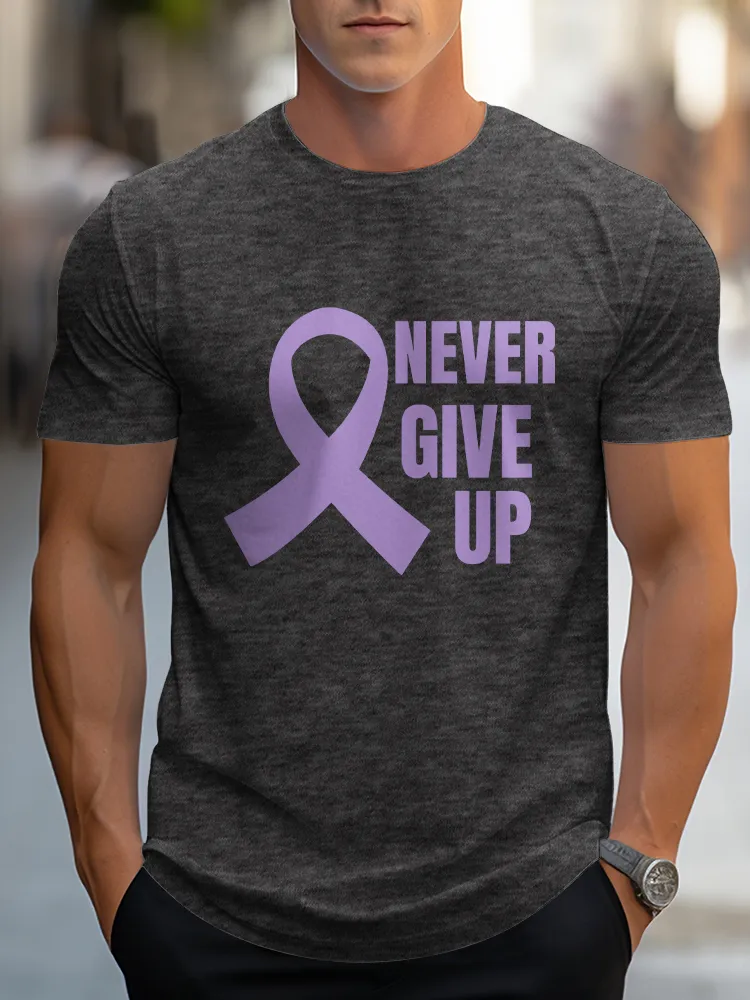 Men'S Round-Neck Short-Sleeved T-Shirt Never Give Up Prints