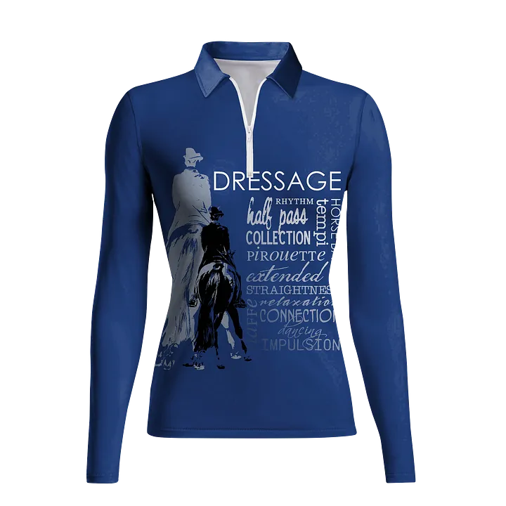 Women's Riding Style Dressage Print Long Sleeve Casual Lapel Shirt