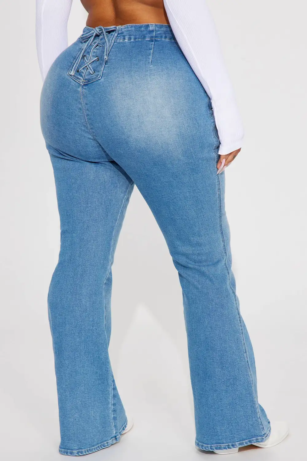 Houston Lace Up Bootcut Jean - Medium Wash