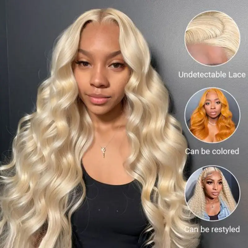 #613 Blonde Loose Body Wave Wig Transparent 13x6 Full Frontal Lace Wig 100% Virgin Human Hair