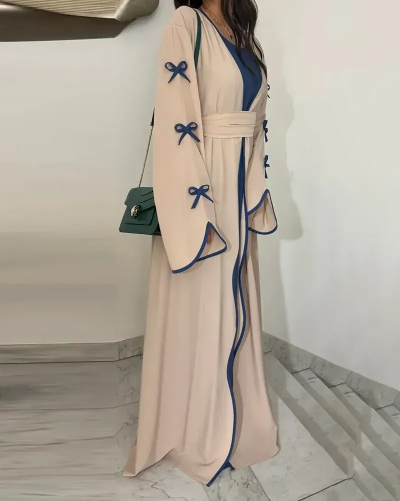 Elegant Bow Cardigan & Dress Two-Piece Set