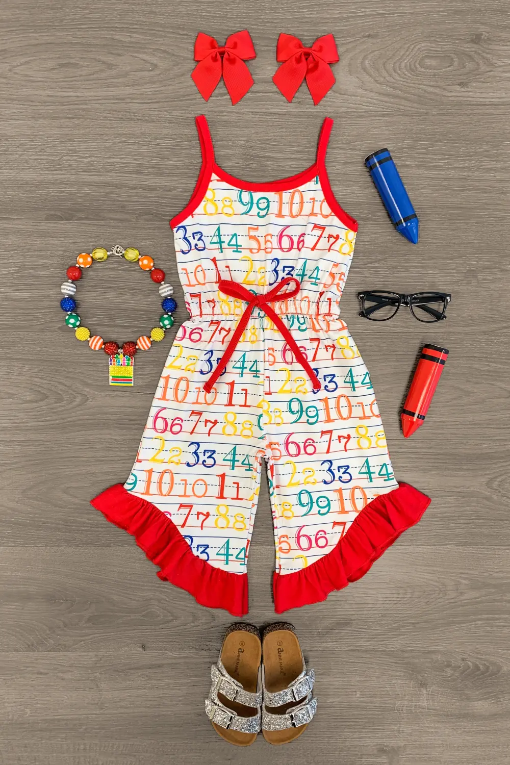 Red & White Number Romper