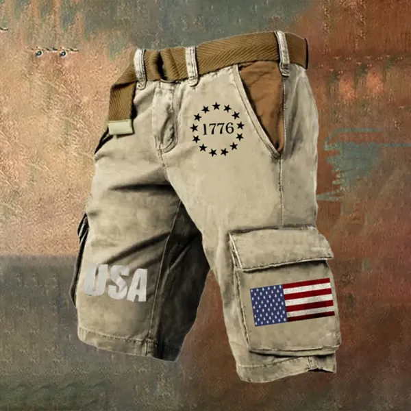 Men's Casual Independence Day Creative Flag Print Shorts