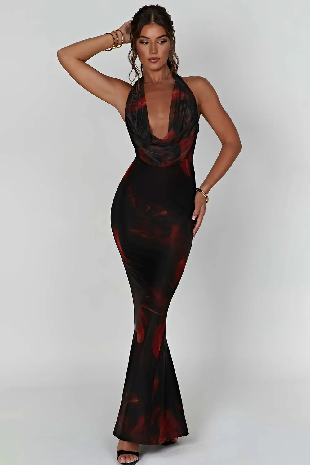 Spring/Summer Chrishelle Maxi Dress - Fire Print