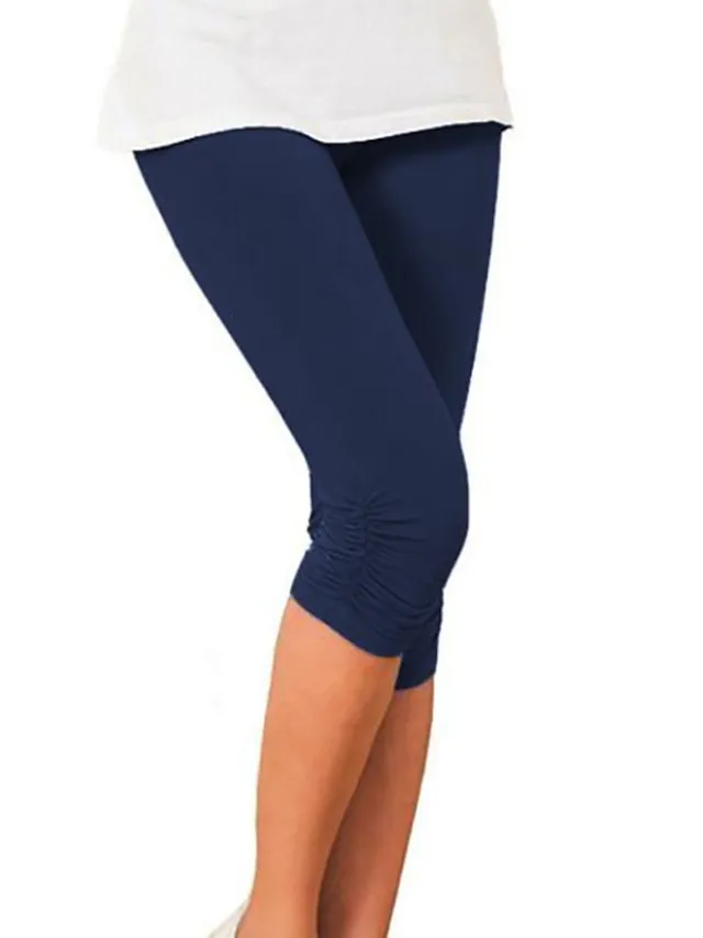Women's Yoga Pants Sun Protection Tummy Control Butt Lift High Waist Yoga Fitness Gym Workout Capri Leggings Bottoms Violet Black White Sports Activewear High Elasticity Skinny