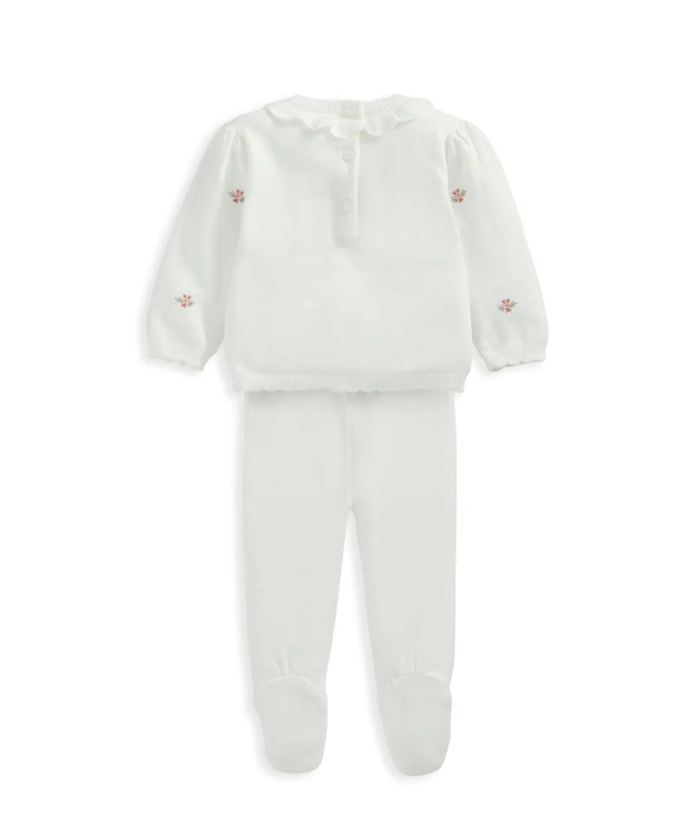 Embroidered Knit Outfit Set