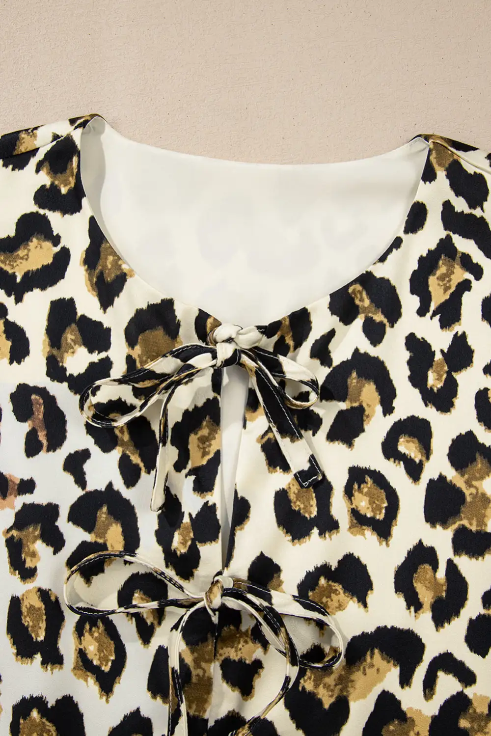 Leopard Print Bow Detail Peplum Blouse
