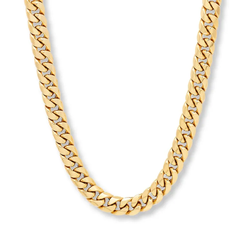 Hollow Miami Cuban Chain Necklace 10K Yellow Gold 22