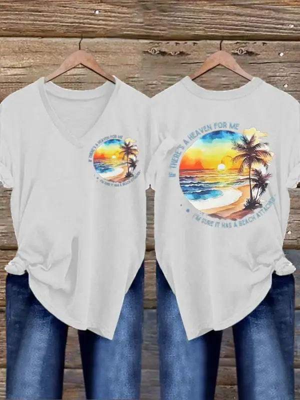 Women's If There'S A Heaven For Me I'M Sure It Has A Beach Attached T-Shirt