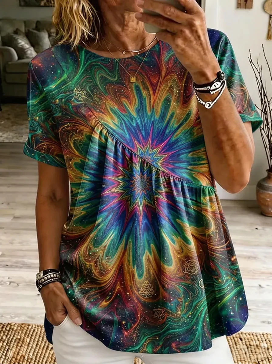 Women's Nashville Music Psychedelic Starburst Printed T-shirt