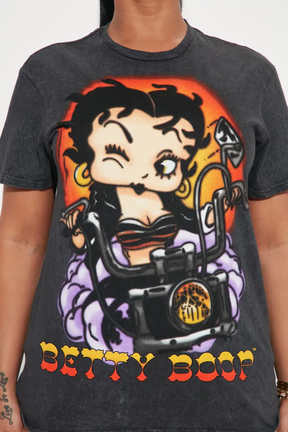 Betty Boop Mineral Wash T-Shirt - Black Wash