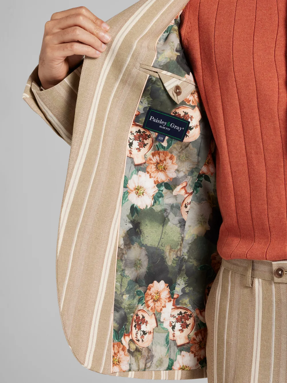 Paisley &Amp; Gray Slim Fit Stripe Suit Jacket