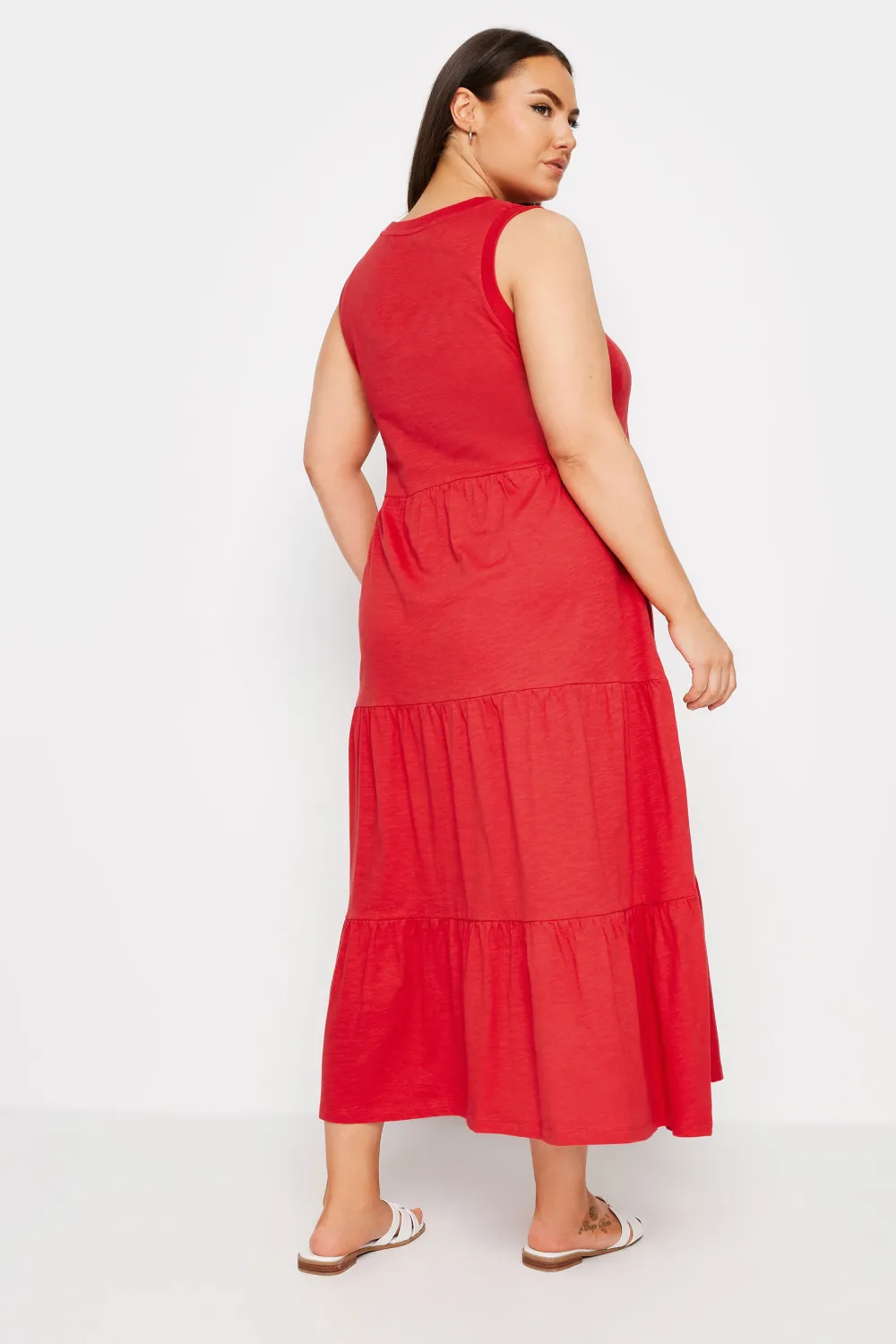 YOURS Curve Red Tiered Midaxi Dress