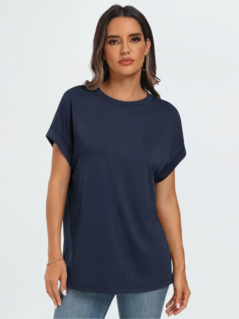 AUTOMET Women Tops Casual Basic T Shirts Loose Fit Crewneck Short Sleeve Summer Outfits