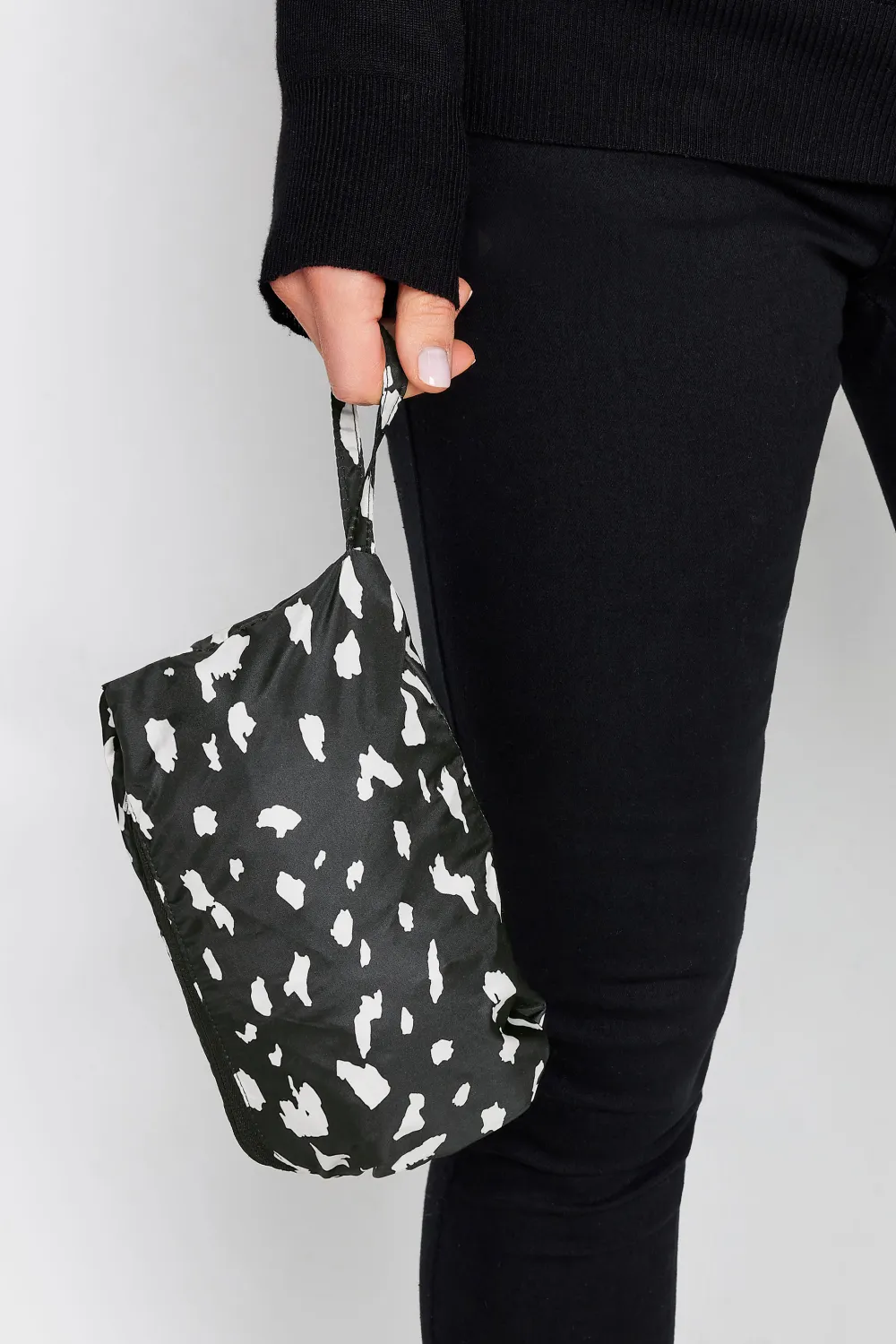 LTS Tall Black Dalmatian Print Pocket Parka