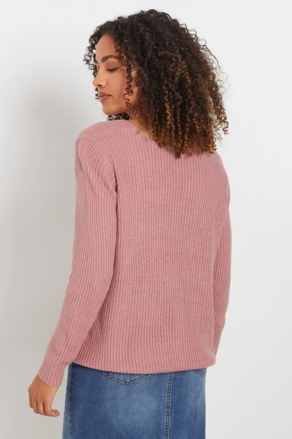 M&Co Pink V-Neck Knitted Jumper