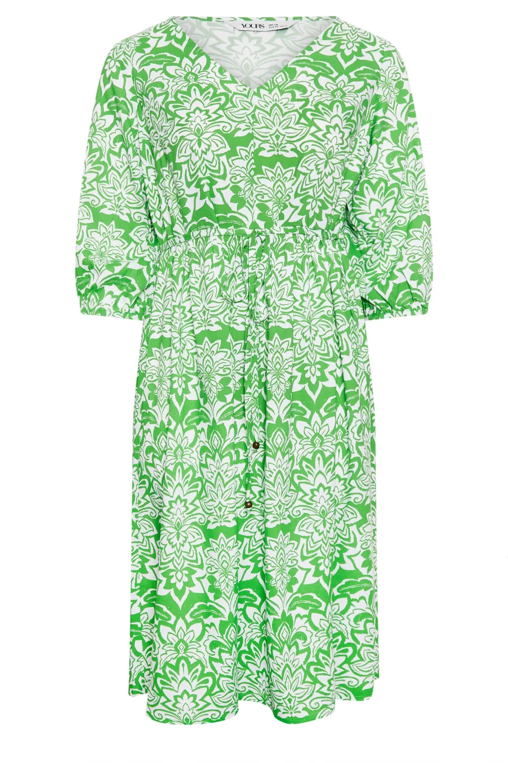 YOURS Curve Green Paisley Print V-Neck Midaxi Dress