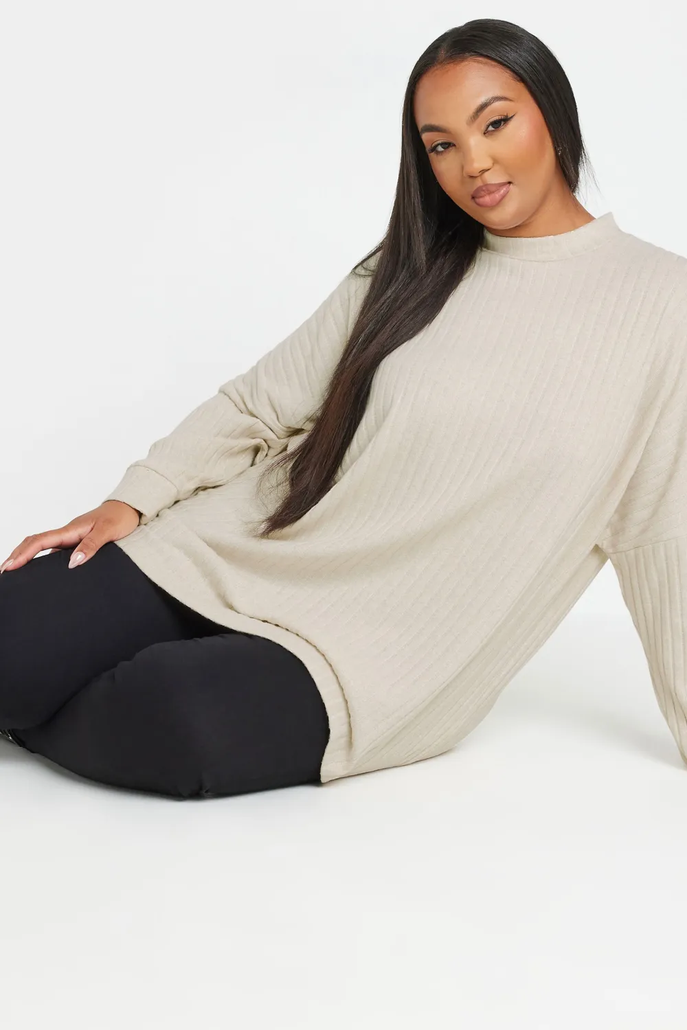 YOURS Curve Charcoal Grey Ribbed Jumper