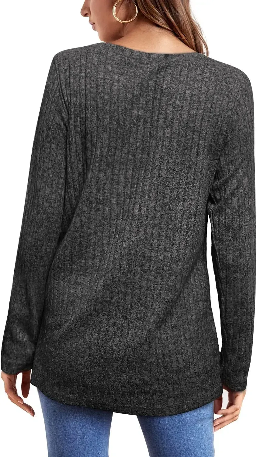 OFEEFAN Long Sleeve Shirts for Women Lightweight Crew Neck Casual Tunic Tops