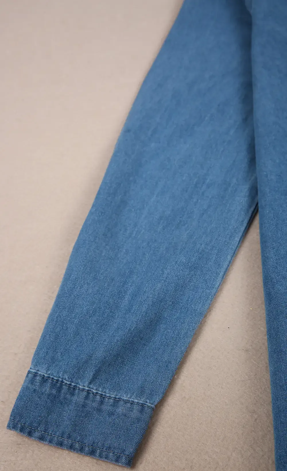 Oversized Chambray Denim Button Front Blouse Midi Dress