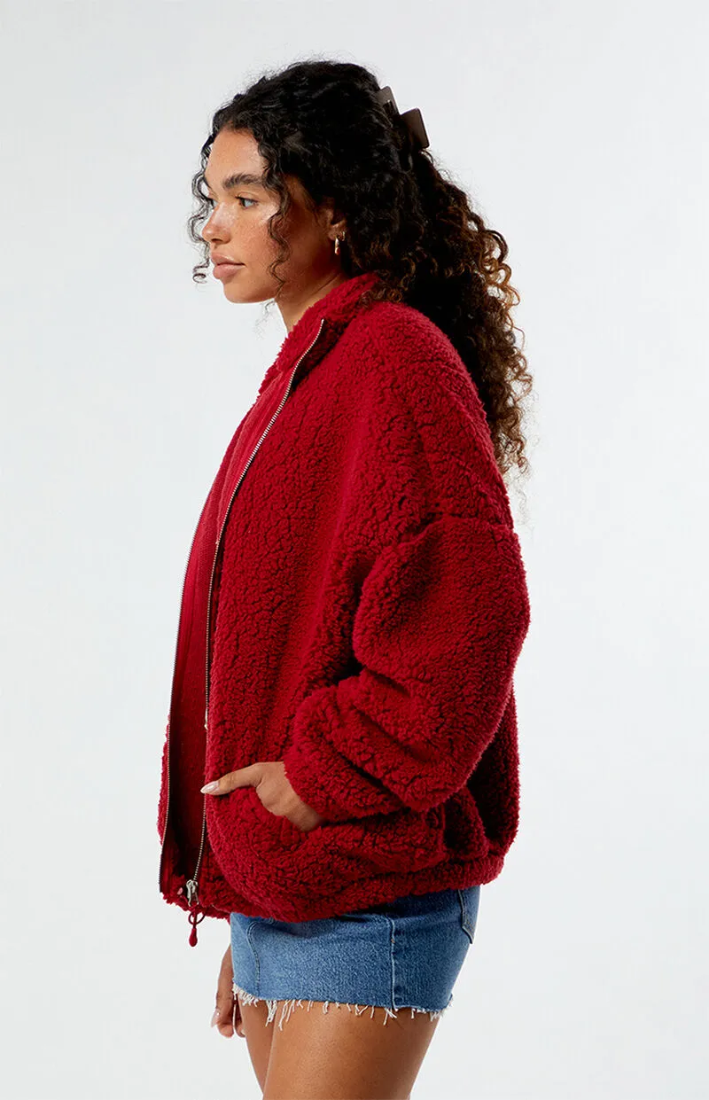 PacSun Sherpa Cropped Zip Up Jacket