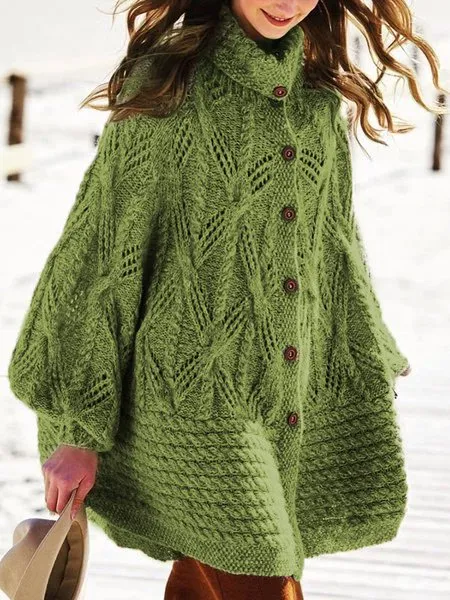 Vintage Cotton Knitted Button Design Sweater