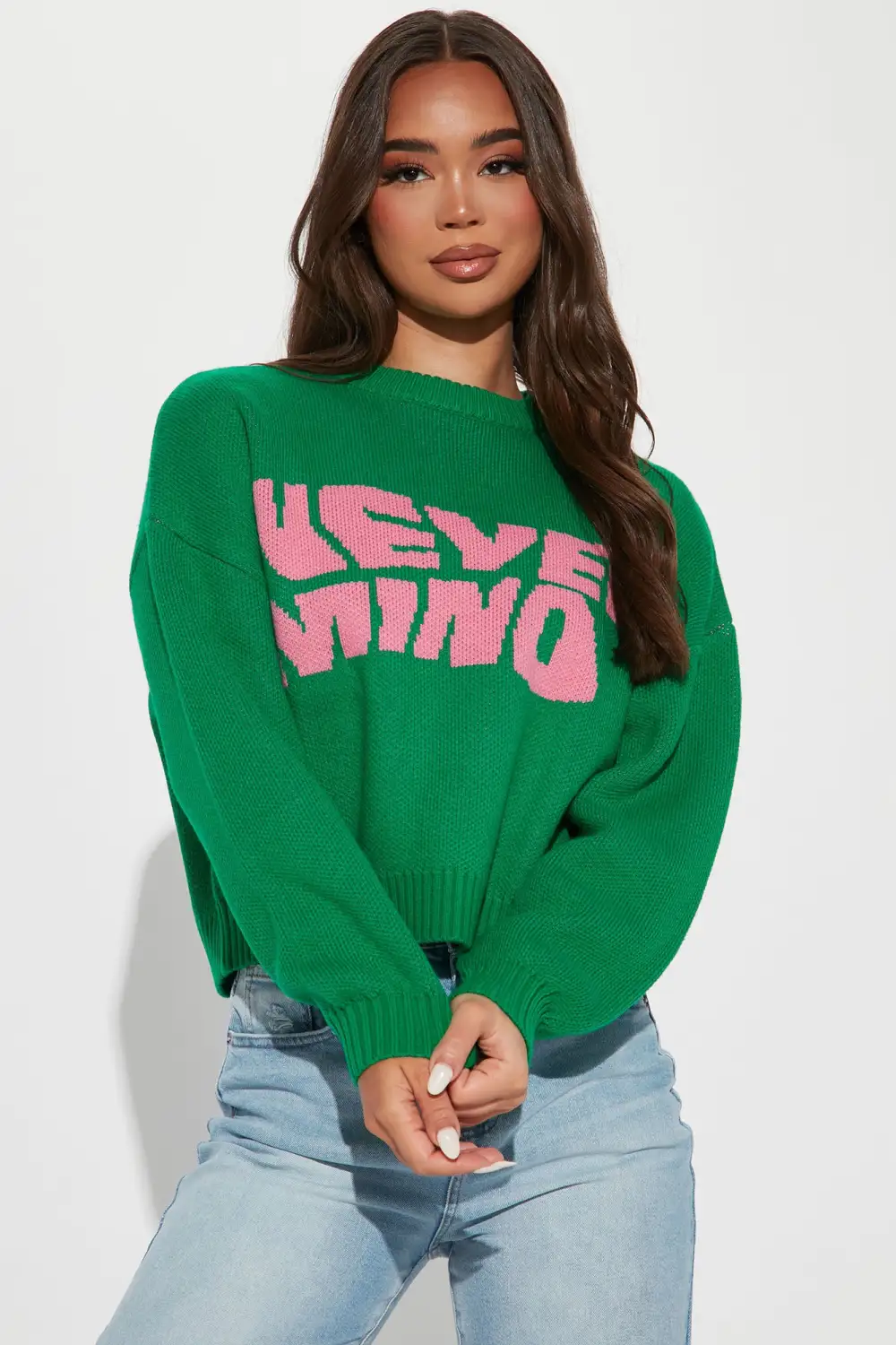 Never Mind Crewneck Sweater - Green/combo