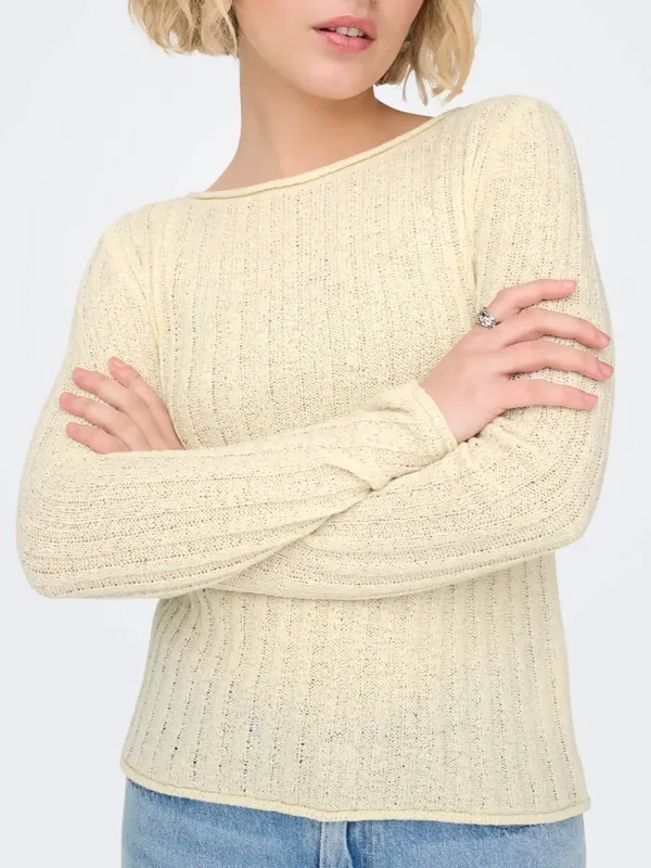 Rib Knit Rolled Hem Sweater