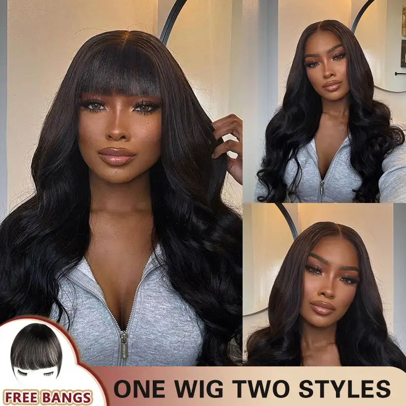 One Wig Two Styles | Glueless 5x5 Body Wave Lace Closure Wig With Removable Bangs