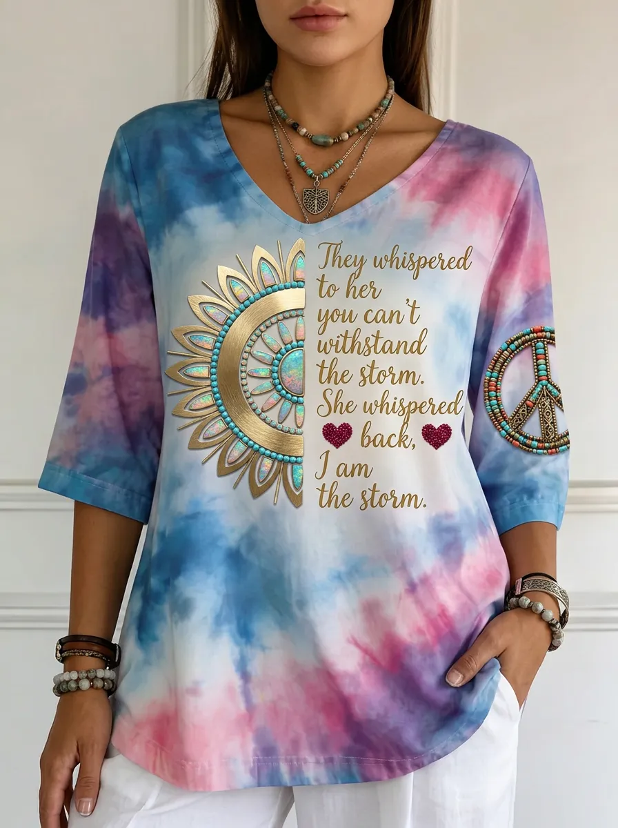 Women's Nashville Sunflower Quote Peace Sign Printed T-shirt