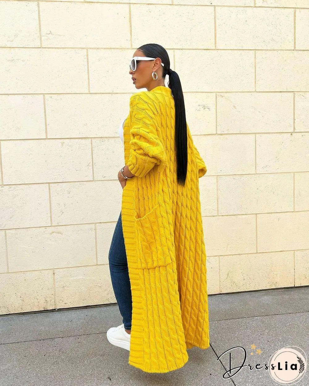 Winter Crochet Loose Long Twist Sweater Cardigan