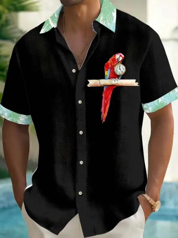 Men's 5 O'clock Parrot Print Casual Shirt