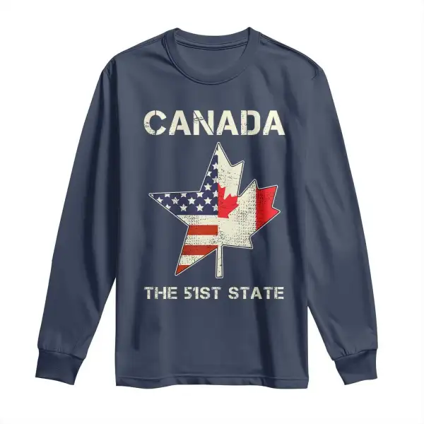 Canada The 51st State Long Sleeve Shirt Maple Canadian American Flag TS09