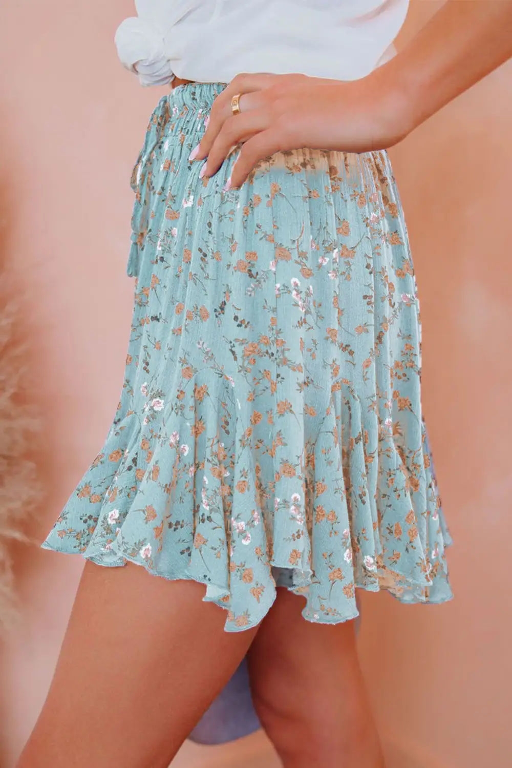 Casual Mini Floral Ruffle Skirt