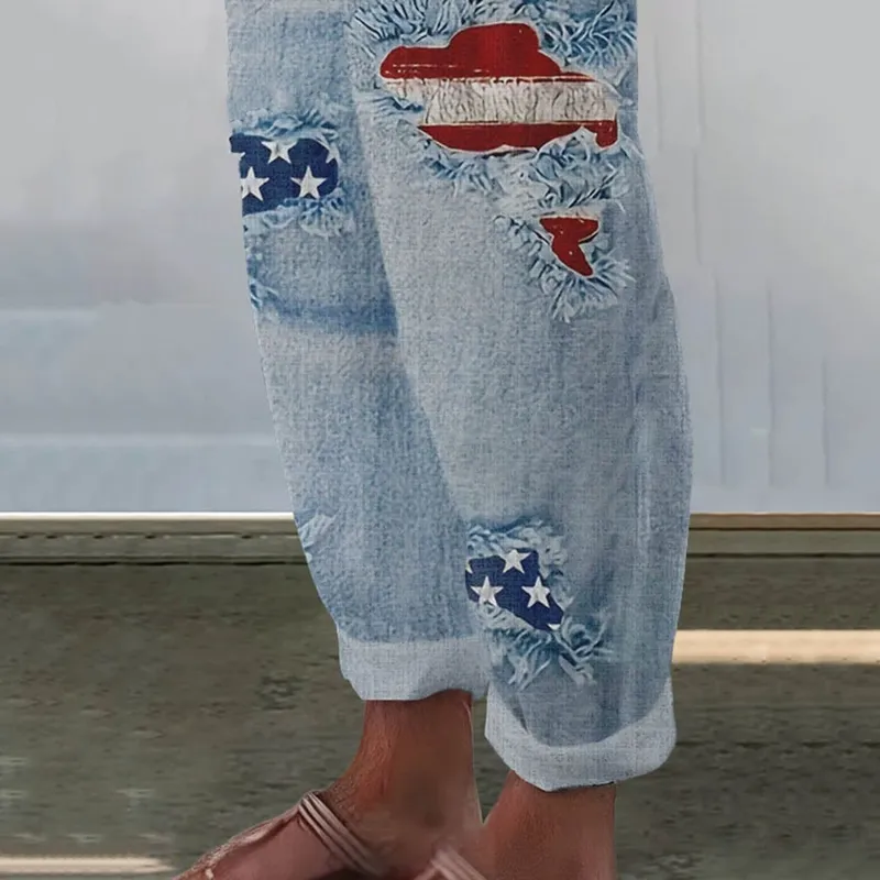 Women's Independence Day Art Print Casual Pants