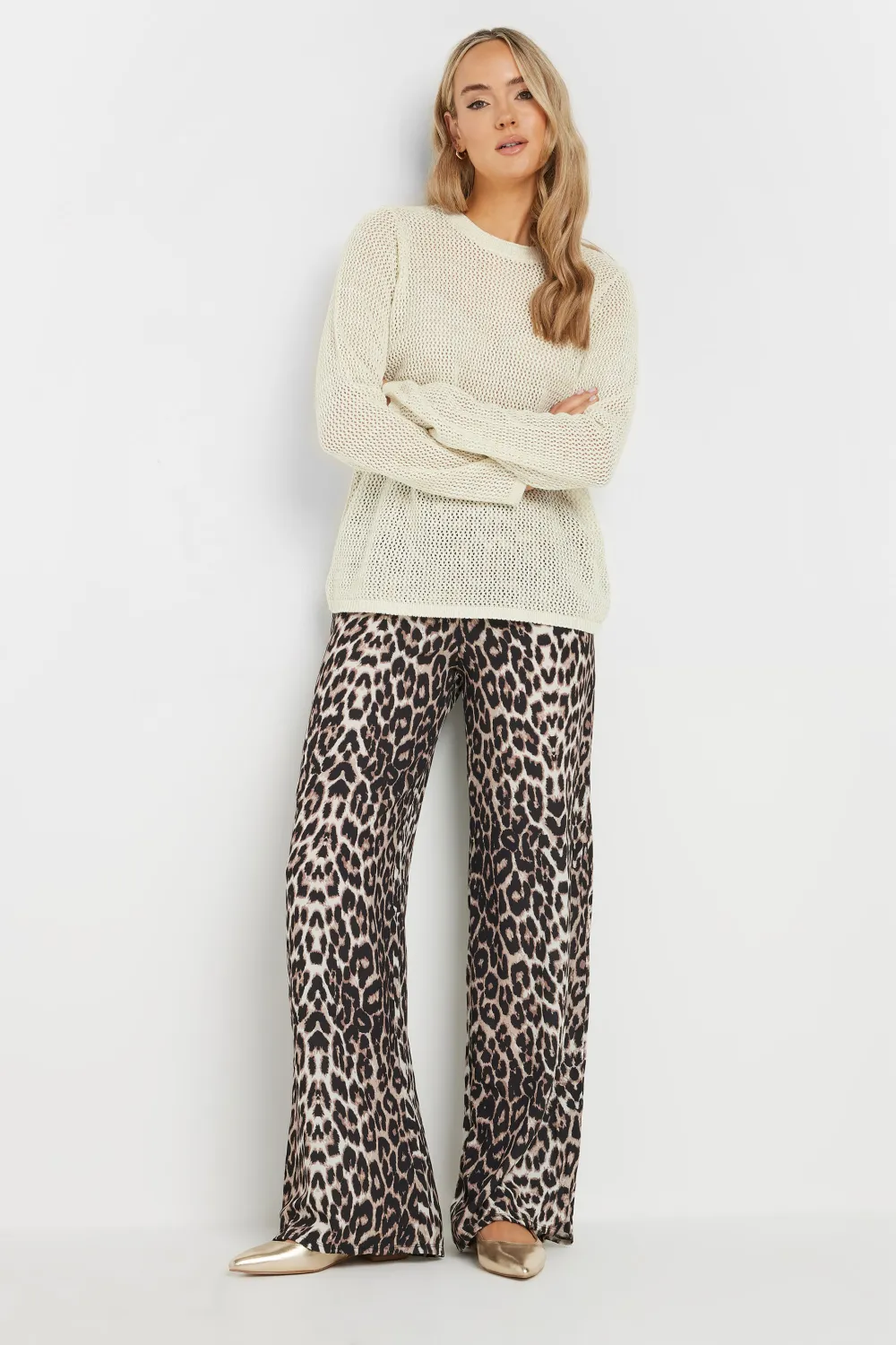 LTS Tall White Metallic Pointelle Jumper