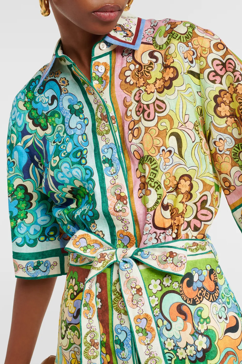 Dreamer printed linen shirt dress