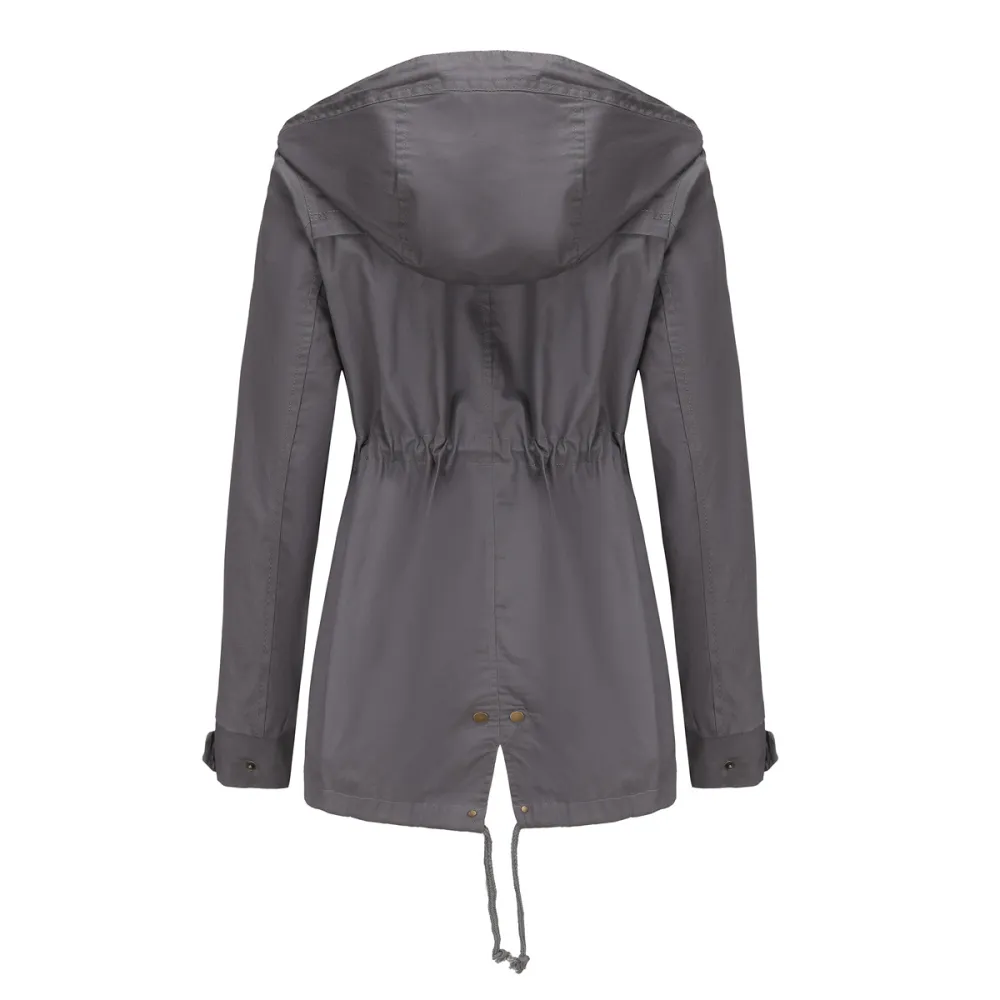 Adjustable waist hooded women jacket
