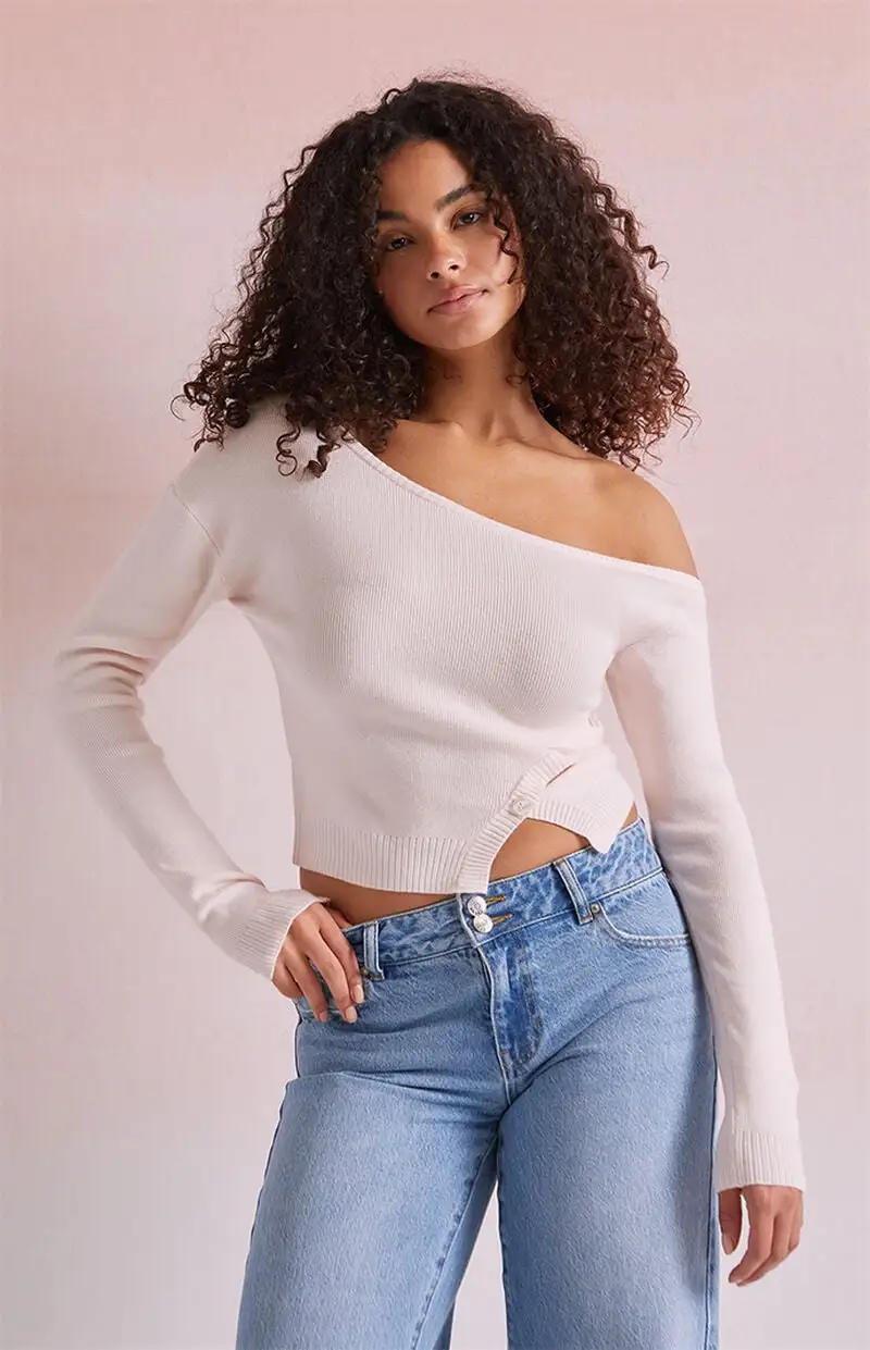 Beverly and Beck Daryn Asymmetrical Button Sweater