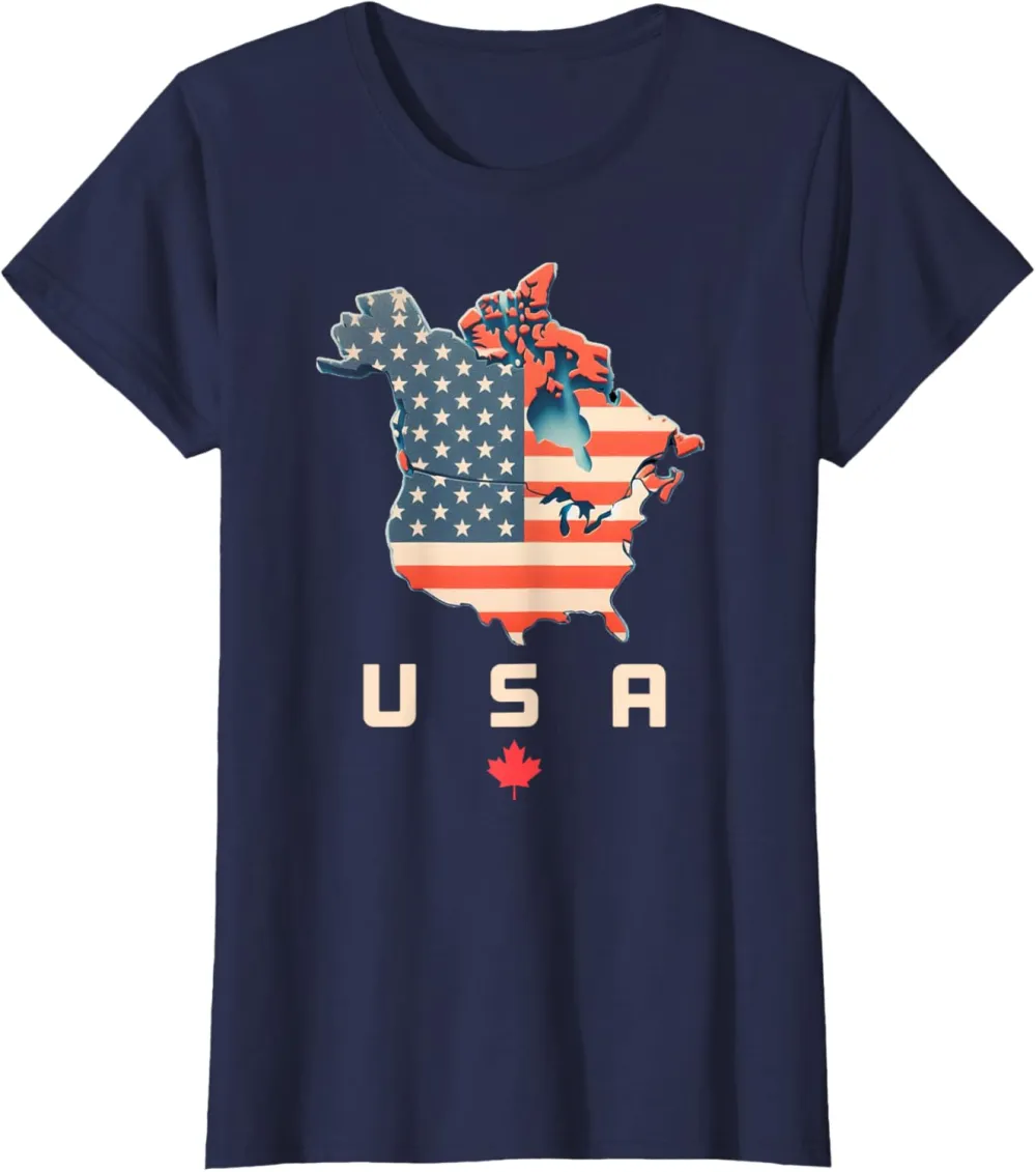 Shirt with Canada and USA map - Annex America’s 51st state! T-Shirt