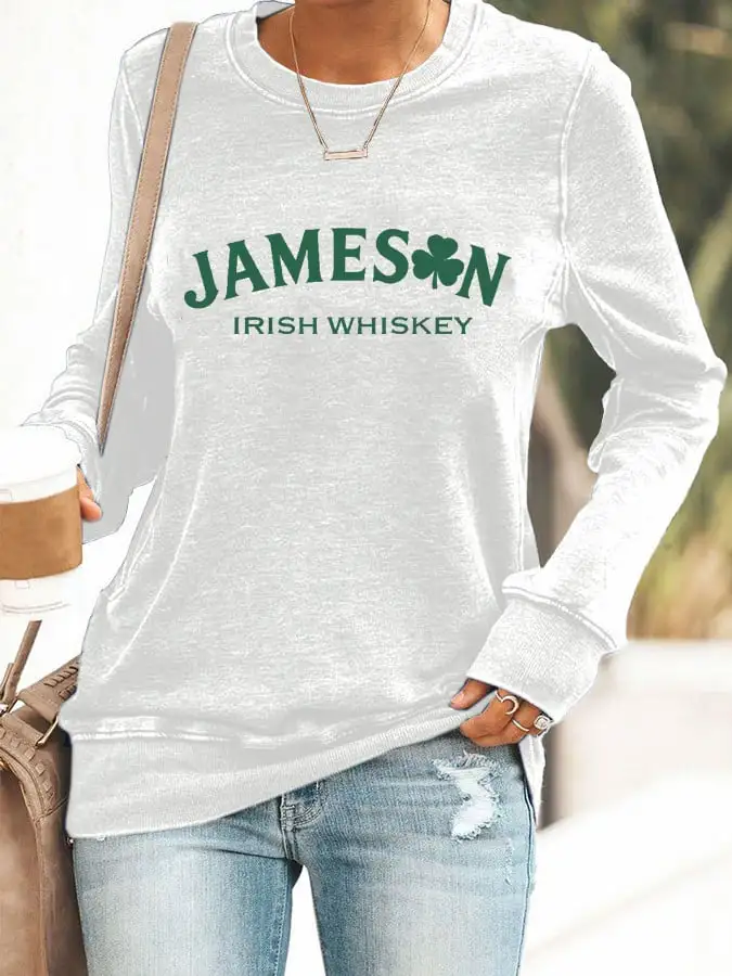 Women's St. Patrick’s Day Jameson Irish Whiskey Printed Casual Sweatshirt