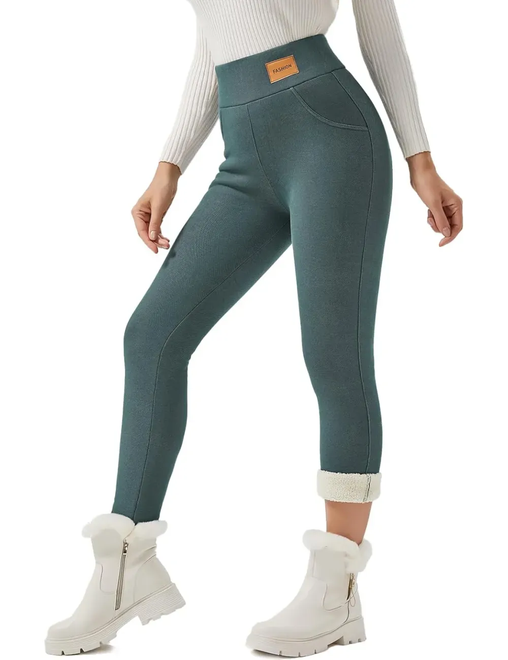 Women Winter Warm Thick Leggings Fleece Lined Stretchy Soft Thermal Sherpa Pants High Waist Tights