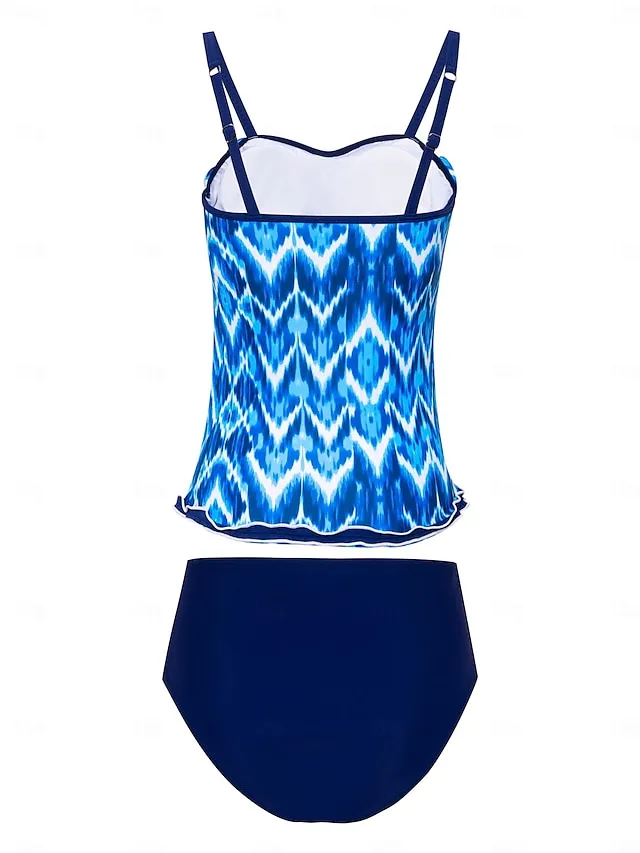 Slim Geometric Tankini Swim Sets