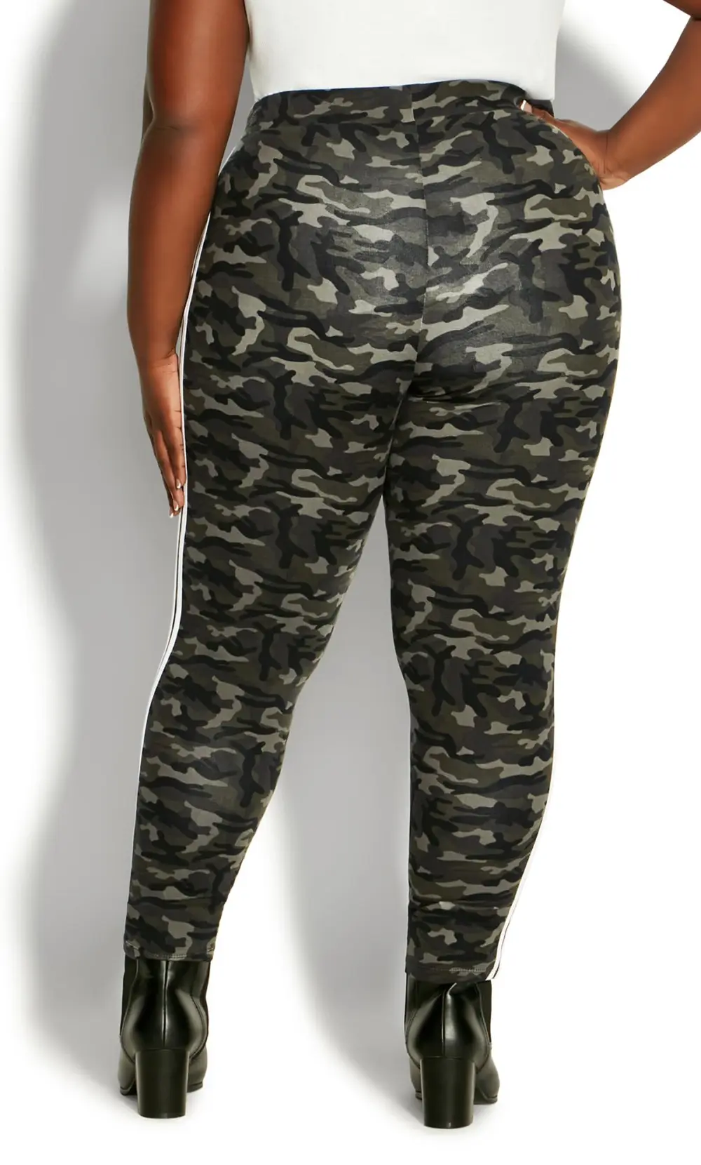 Evans Green Camo Striped Leggings